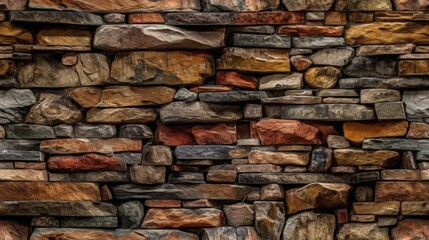 Stone veneer wall pattern. Background for design. Generative AI.