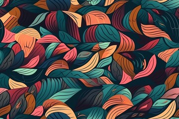colorful autumn leaves on a dark background. Generative AI