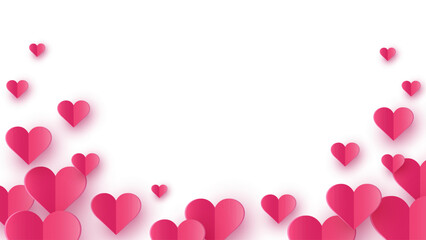 Paper elements in shape of heart on white background. Concept of design for Valentine’s Day, Mother’s Day and Women’s Day. Vector illustration