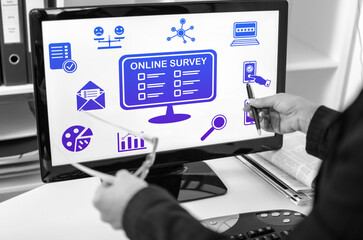 Online survey concept on a computer monitor