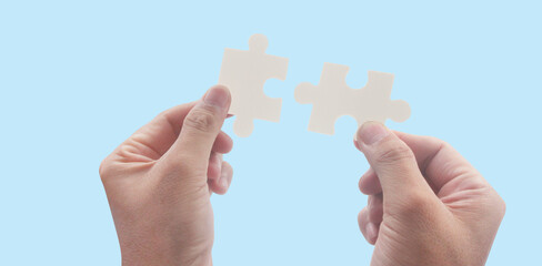 Connecting jigsaw puzzle. Business solutions success