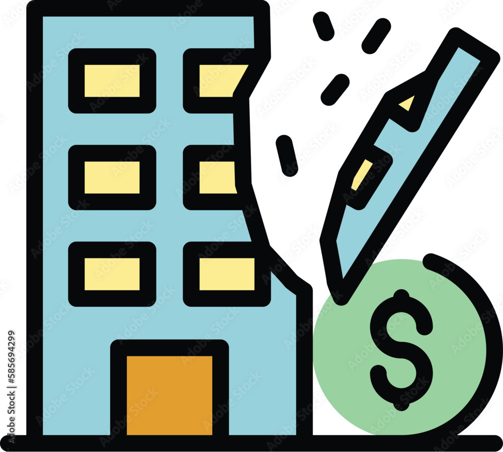 Poster building compensation icon. outline building compensation vector icon for web design isolated on whi