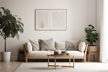 Clean and Modern Scandinavian Living Room Poster Mockup