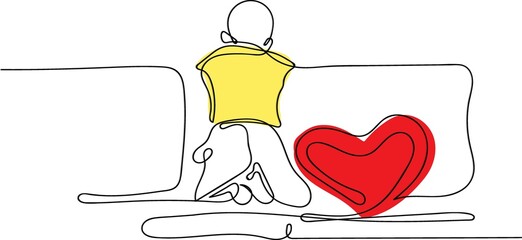 drawing of a sad child on sofa