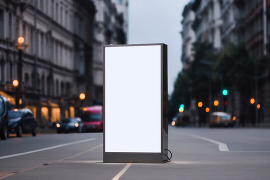 Blank Information Poster Mockup in Busy Urban Setting