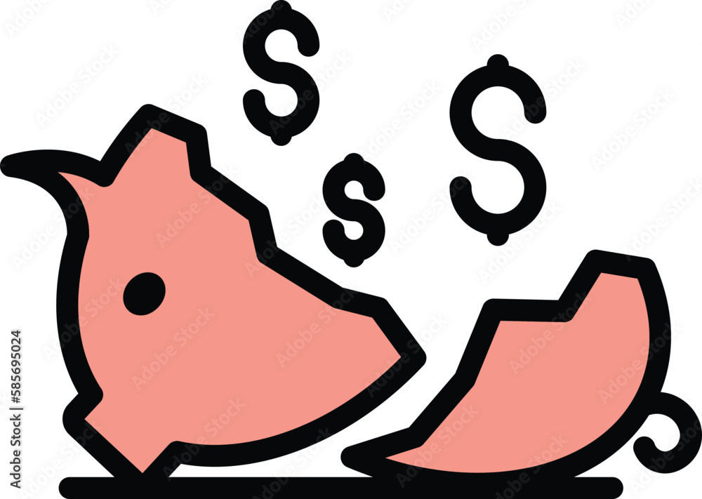 Poster broken piggy bank compensation icon. outline broken piggy bank compensation vector icon for web desi