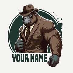 gorilla fitness cartoon logo, gym logo modern, masculine © Rapit