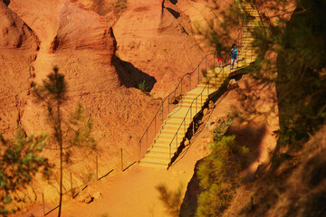 Famous Ochre path through large ochre deposits in Roussillon, Provence, France