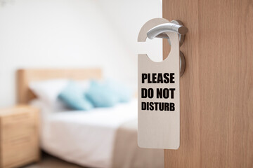 Do not disturb sign on hotel room or apartment door