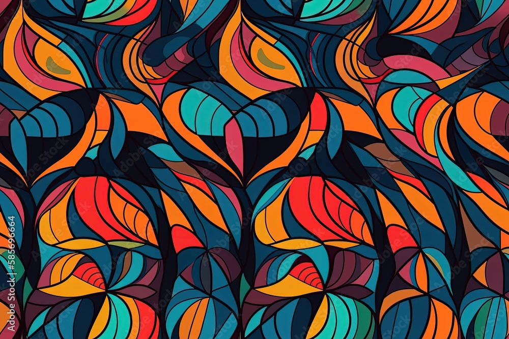 Poster vibrant abstract background with flowing waves and curves. generative ai