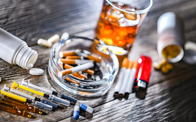 Addictive substances, including alcohol, cigarettes and drugs