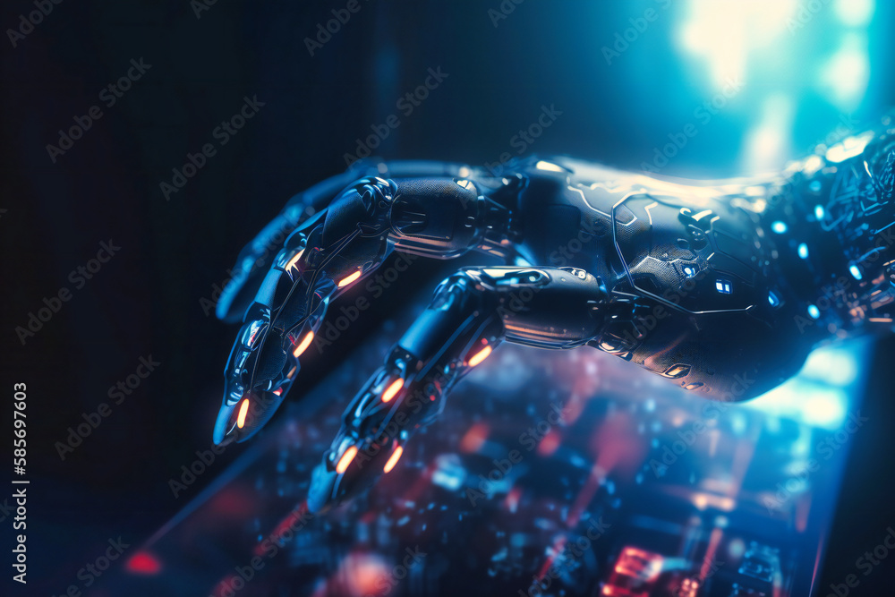 Aufkleber robot hand on future global technology, paving the way for breakthroughs in automation and artificia