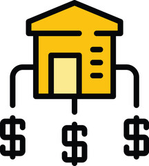 Liability house icon. Outline Liability house vector icon for web design isolated on white background color flat