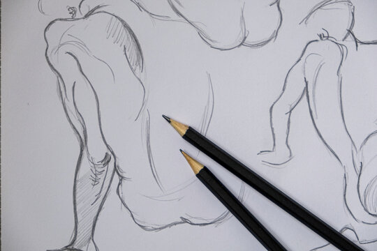 Dessin de nu masculin au crayon