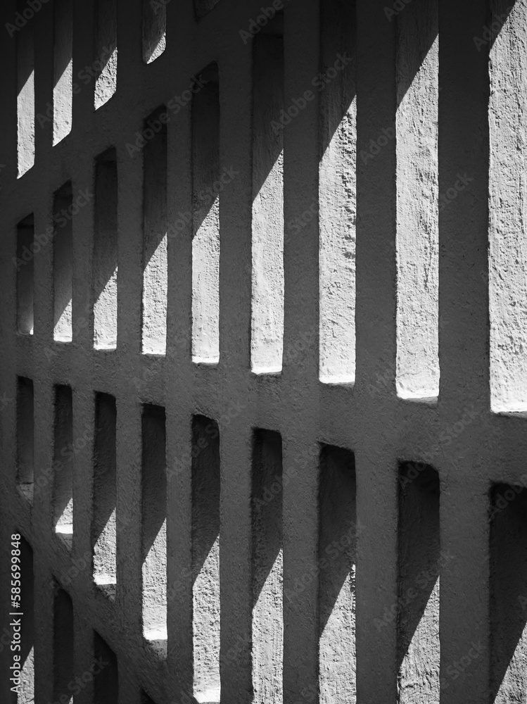 Poster Architecture details Concrete wall square pattern shade lighting Abstract background