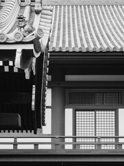 Japan castle Architecture details Wall frame Door window Black and white