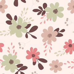 Fototapeta na wymiar Vintage floral background. Seamless vector pattern for design and fashion prints.