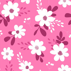 Two-color floral pattern. Design for wallpaper, wrapping paper, background, fabric. Seamless pattern with decorative climbing flowers. - 585700034