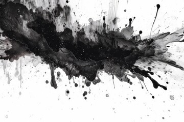 black and white ink splatters on a white background. Generative AI