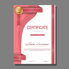 Certificate. The layout of the certificate of recognition of education, training, achievements. Four color designs.
