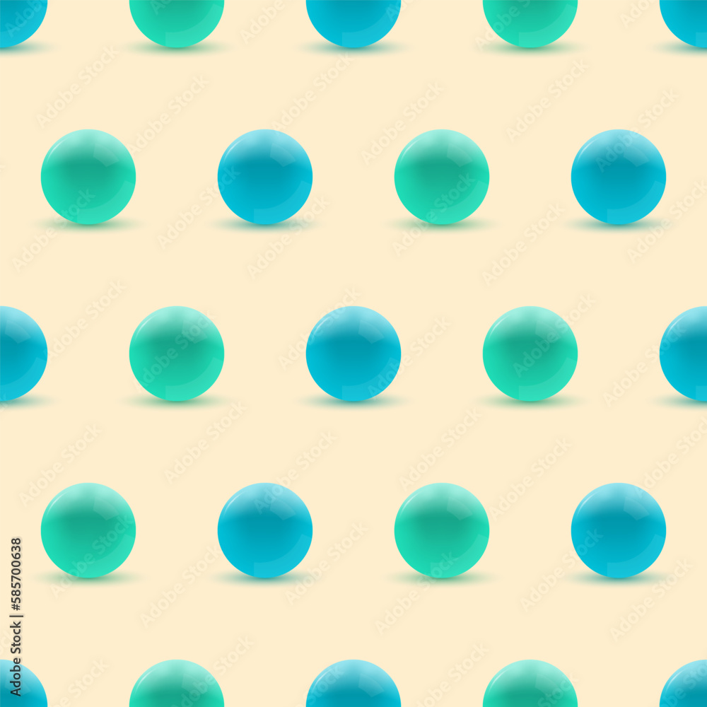 Poster 3d sphere, ball seamless background. abstract bubble pattern. modern circle objects. vector illustra