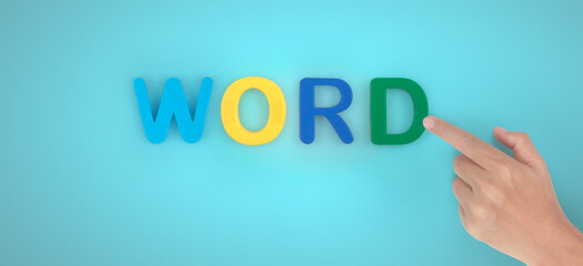 Fototapeta premium Copy space and word direct and hands