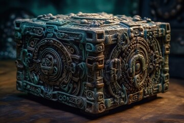 decorative box on a wooden table. Generative AI