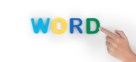 Copy space and word direct and hands