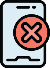 Phone protect payment cancellation icon. Outline Phone protect payment cancellation vector icon for web design isolated on white background color flat