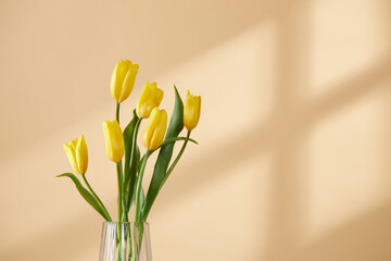 A cozy home with sunlight shining through the
windows and fresh flowers