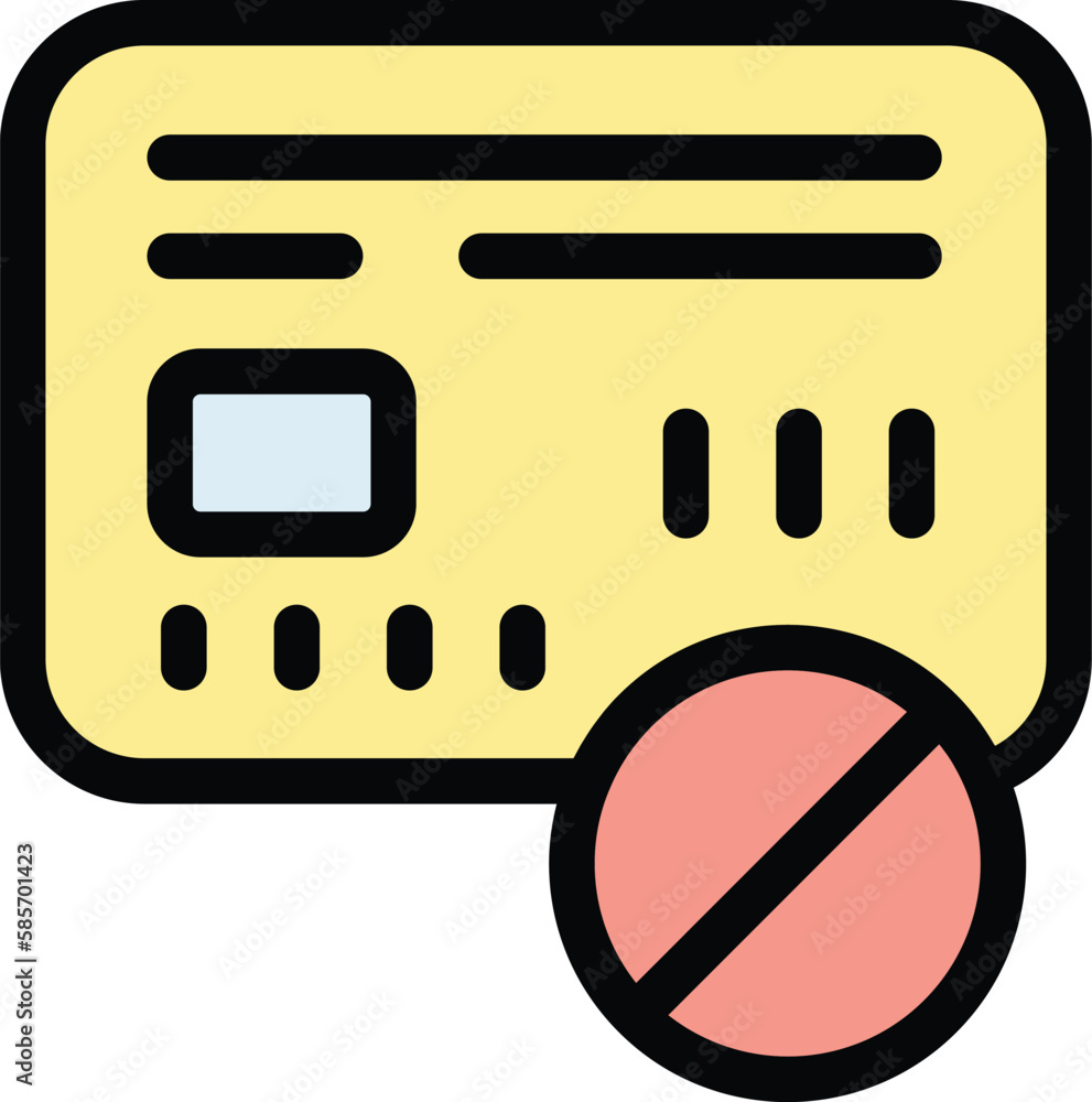 Poster credit card reject payment icon. outline credit card reject payment vector icon for web design isola
