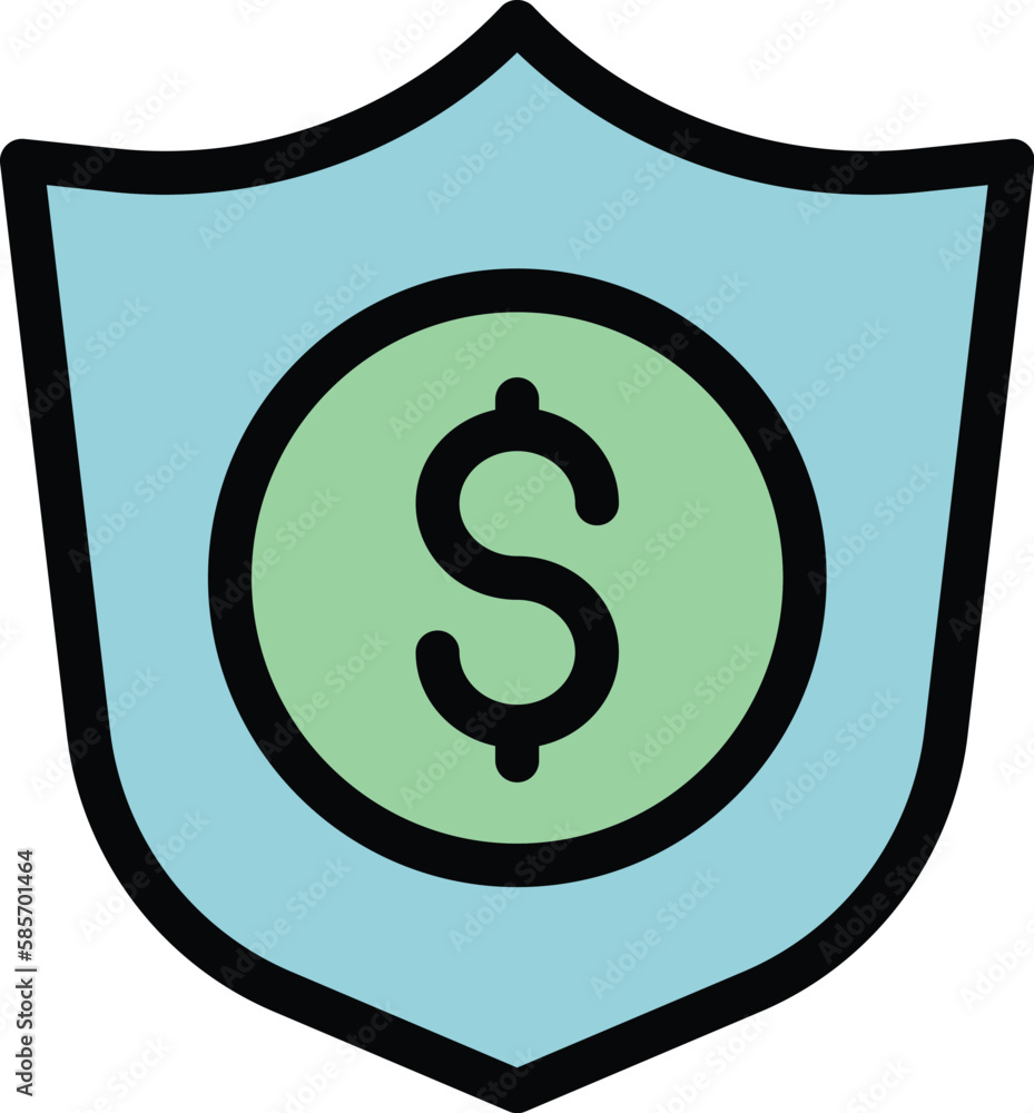 Poster shield money icon. outline shield money vector icon for web design isolated on white background colo