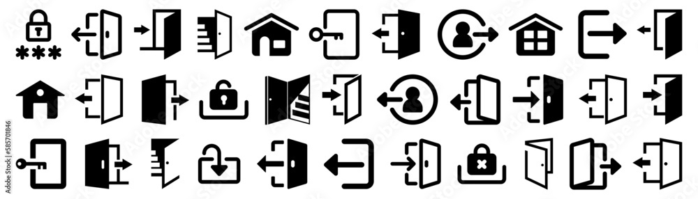 Poster set of login and logout black icons