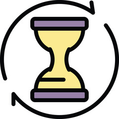 Rush job hourglass icon. Outline Rush job hourglass vector icon for web design isolated on white background color flat