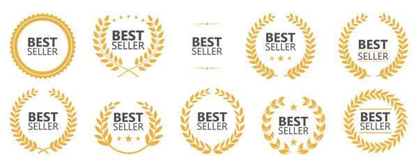 Best seller text logo with yellow laurel wreath