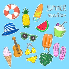 Summer vacation icons set