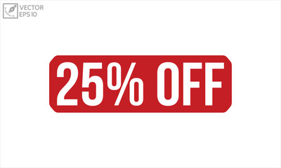 25% Off grunge rubber stamp on white background. 25% Off Rubber Stamp.