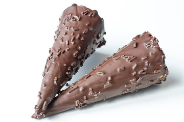 chocolate cone on white background