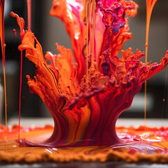 Generative ai illustrations, fluid art, mixing colors, that explode and creative a magic of colors