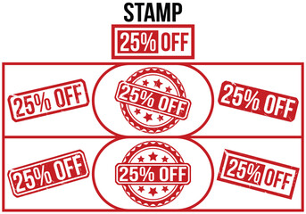 25% Off Red Rubber Stamp SET.