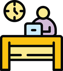 Rush job workplace icon. Outline Rush job workplace vector icon for web design isolated on white background color flat