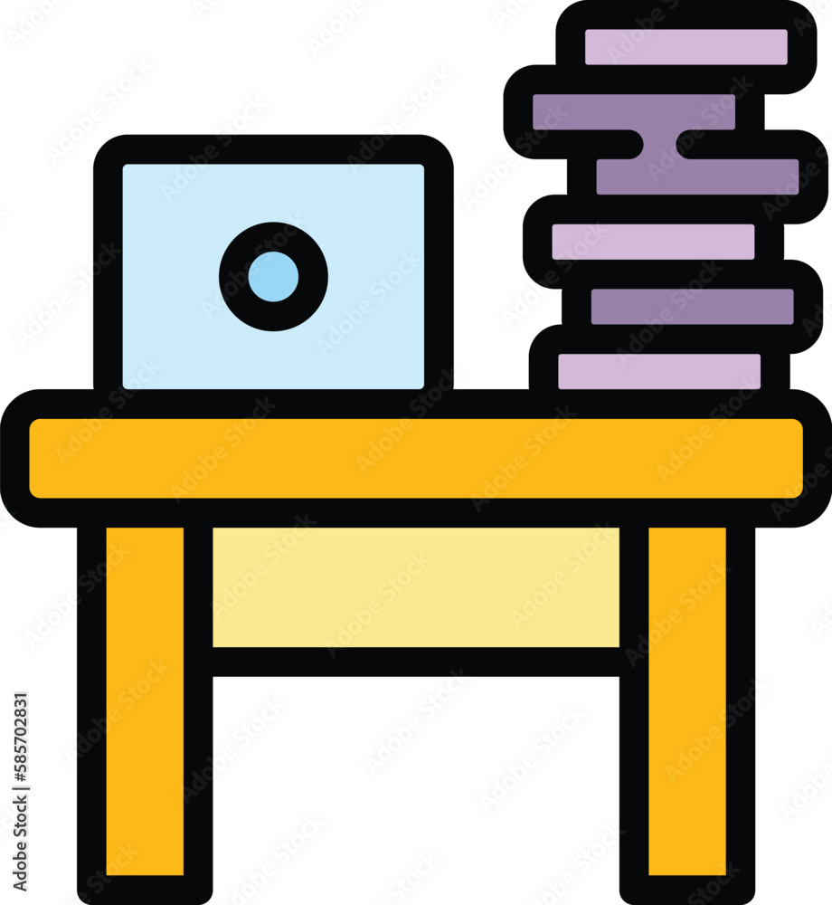 Poster book stack table icon. outline book stack table vector icon for web design isolated on white backgro