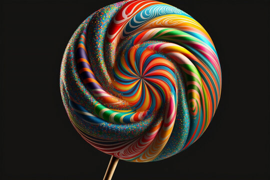 lollipop isolated on black, Generative AI