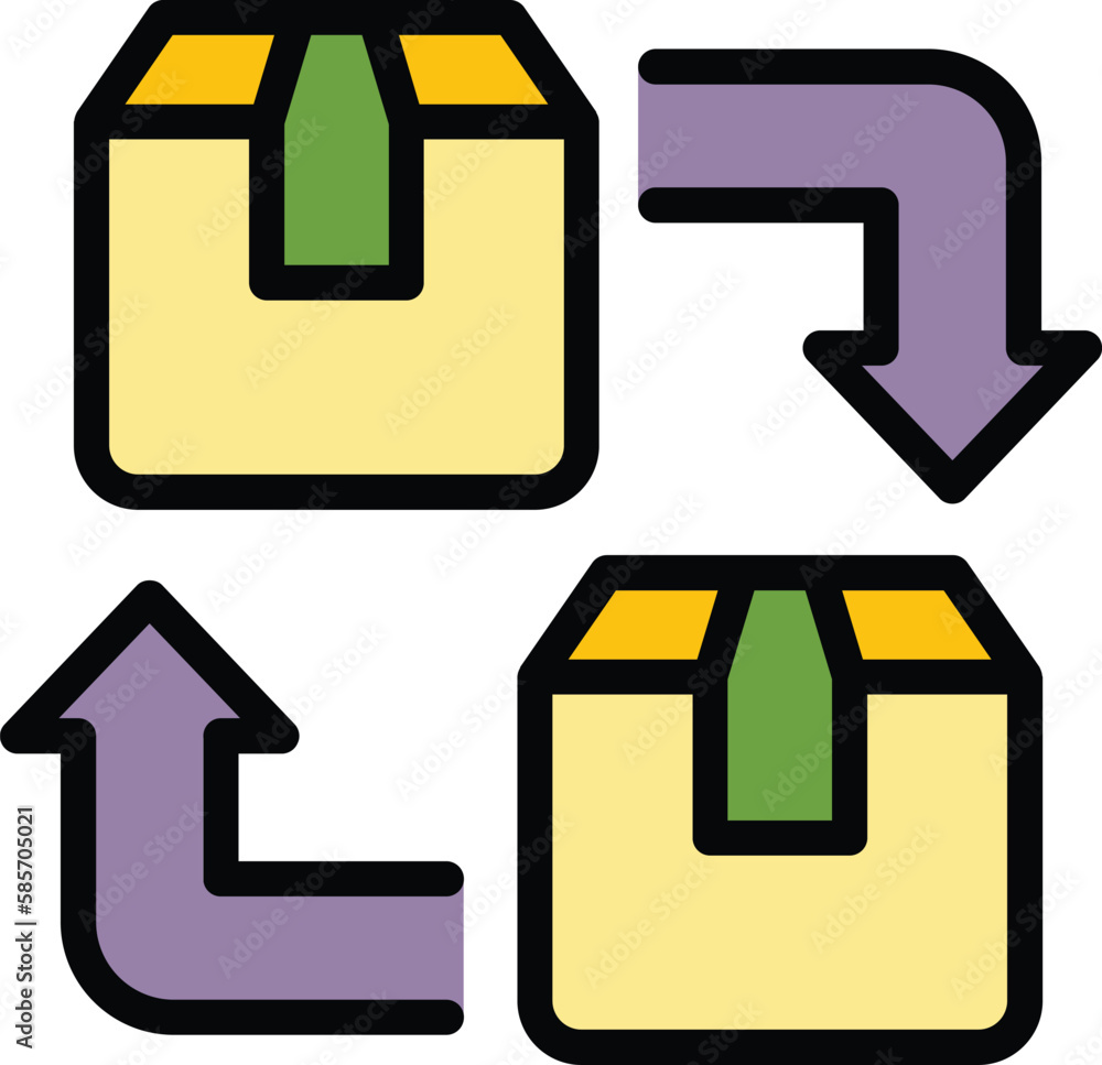 Poster parcel replacement icon. outline parcel replacement vector icon for web design isolated on white bac