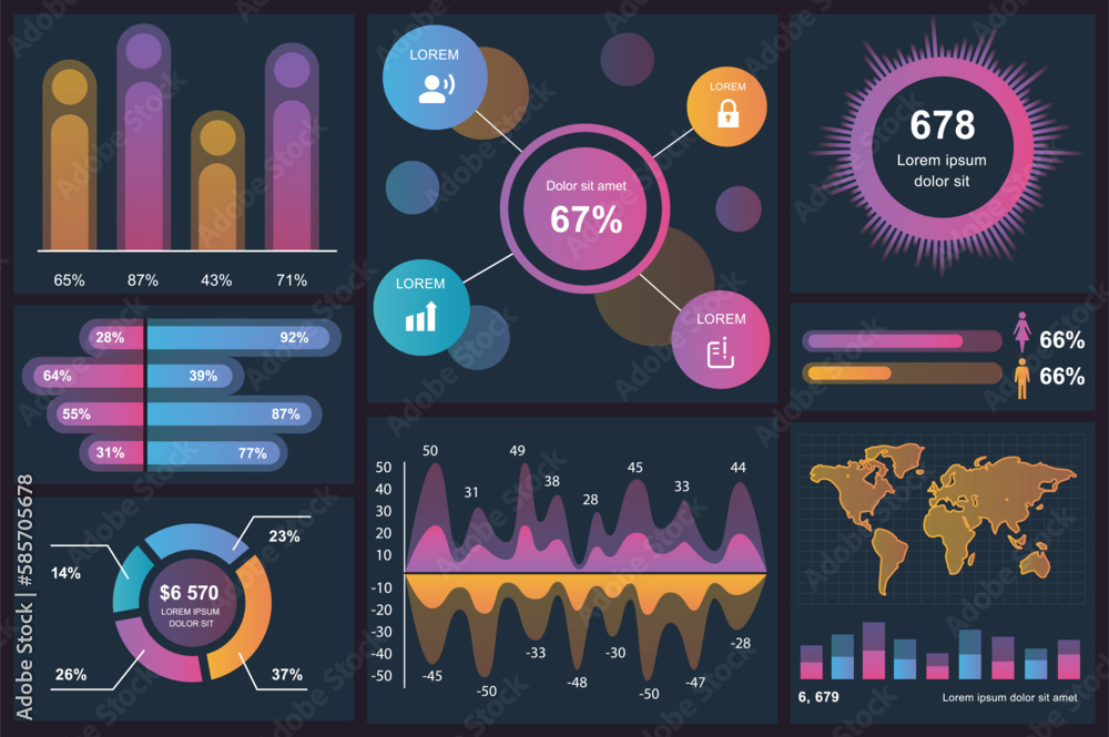 Poster set of infographic elements data visualization vector design template. can be used for steps, option