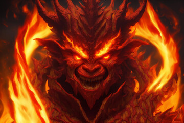 Devil portrait hell fire created with Generative AI technology