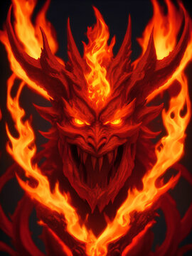 Devil portrait hell fire created with Generative AI technology