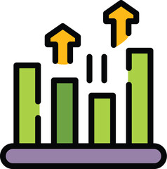 Result money graph chart icon. Outline Result money graph chart vector icon for web design isolated on white background color flat