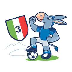 donkey soccer player kicking ball naples tricolor italy - 585707428