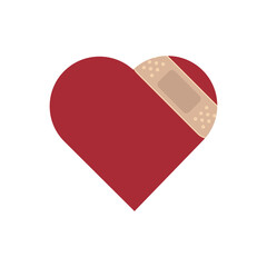 Injured heart icon. Band-aid and heart icon.